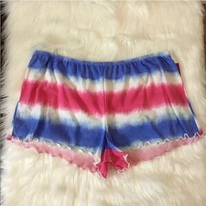 Women's SO Pink Blue Tie-Dye Pajama Shorts L